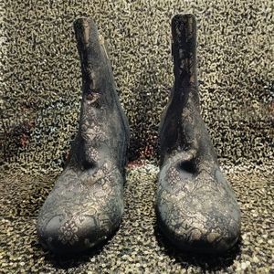 Black & Gold Metallic Ankle Boots